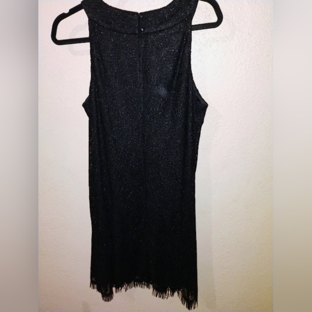 dressbarn Black Sparkle Fringe Mini Dress - Picture 5 of 7